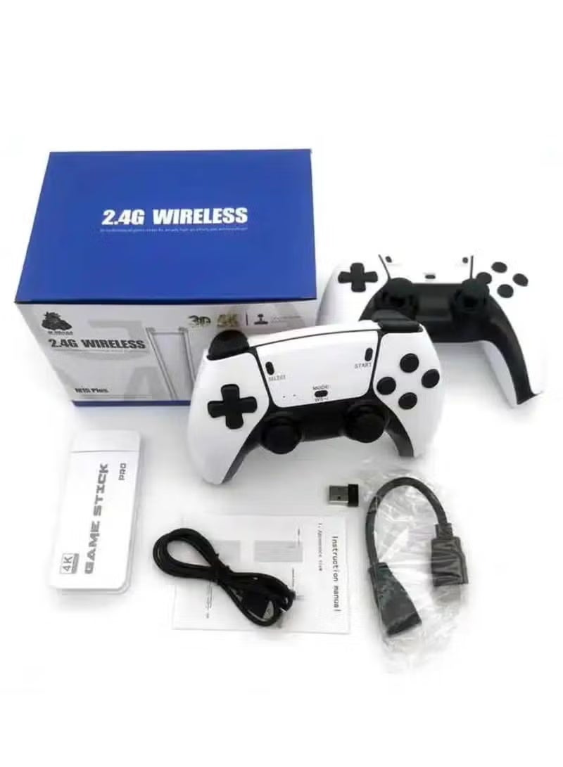 Plug & Play Video TV Game 4K Ultra HD Game Stick with 15,000+ Built-in Games || 9 Emulators, Wireless Retro Game Console with 64GB Storage – Perfect for Kids, Family Fun, and Nostalgic Gaming – Easy Setup, Retro Gaming System – White